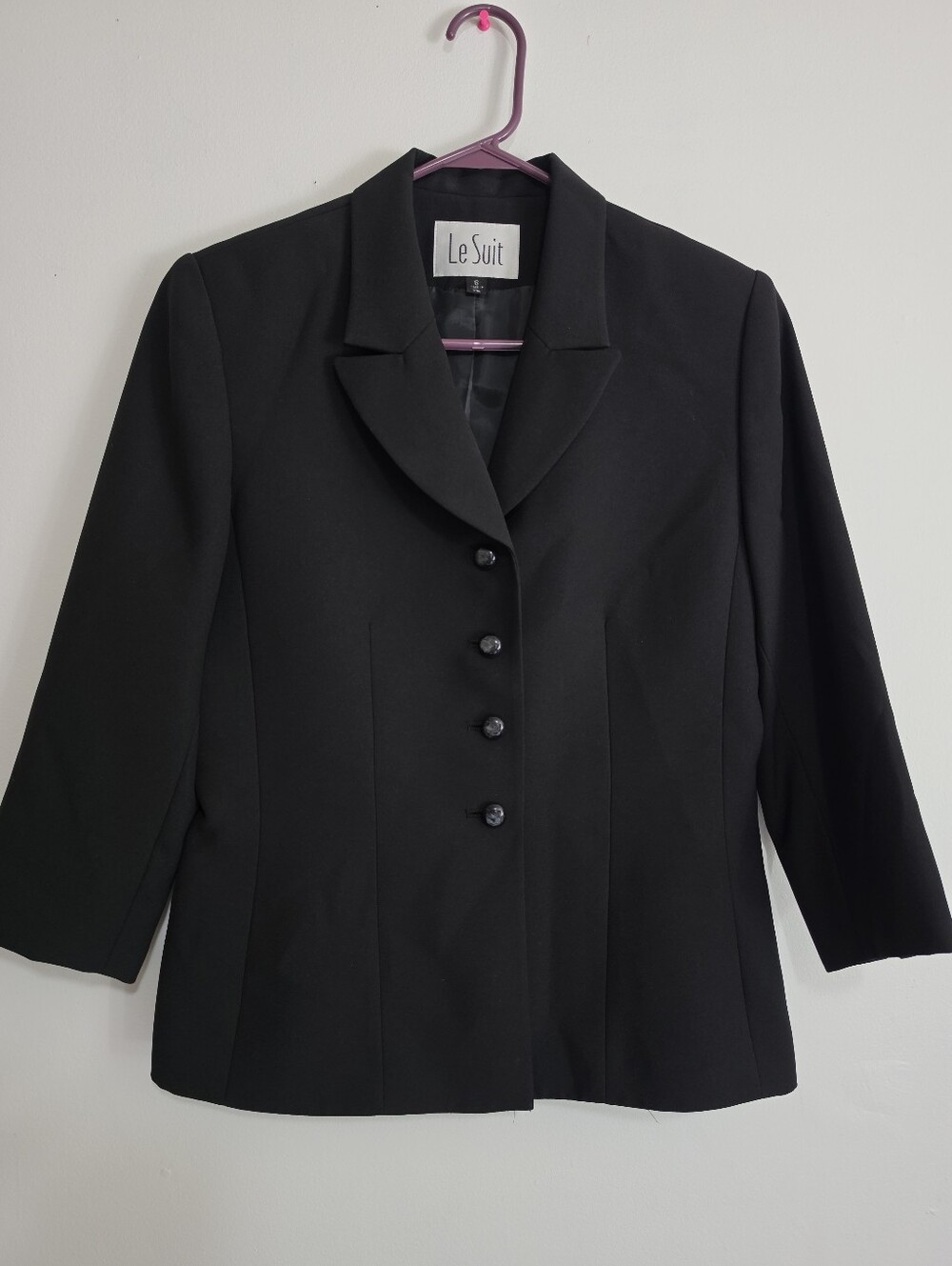 Le Suit Black Career Blazer Jacket Size 6 Tailored